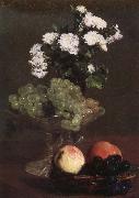 Henri Fantin-Latour Nature Morte aux Chrysanthemes et raisins oil painting artist